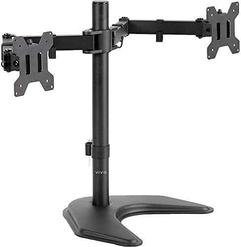 VIVO STAND-V002F Dual LED LCD Monitor Free-Standing Desk Stand for 2 Screens up