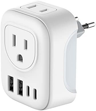 International Travel Adapter, Europe Travel Adapter with USB, Universal Travel