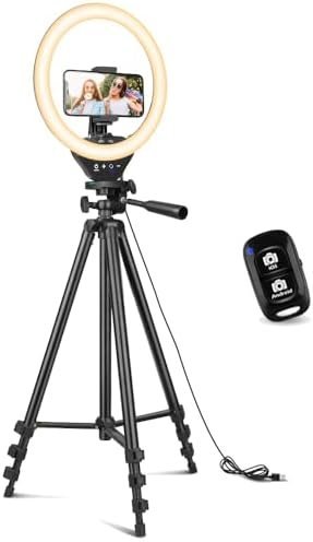 31N85oyMlL._AC_.jpg Sensyne 10'' Ring Light with 50'' Extendable Tripod Stand, LED Circle Lights - Image 1