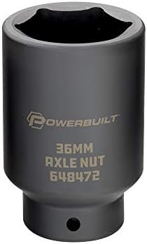 Powerbuilt 1/2-inch Drive Axle Nut Socket, 36mm 6 Point Extra Deep, Remove Front