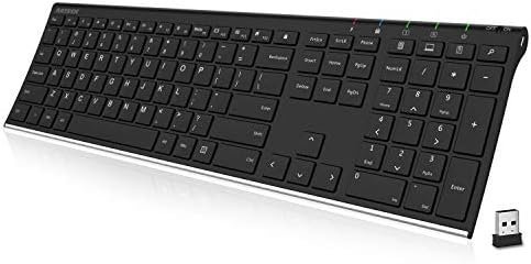 Arteck 2.4G Wireless Keyboard Stainless Steel Ultra Slim Full Size Keyboard