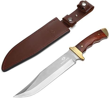 MOSSY OAK 14-inch Bowie Knife, Full-tang Fixed Blade Wood Handle