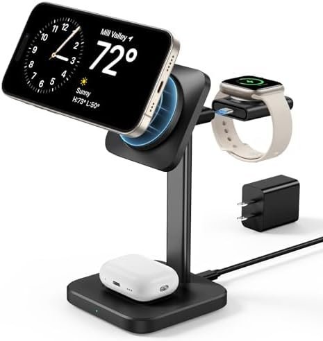 ESR 3-in-1 Charger Stand for Magsafe (HaloLock), Removable Made for Apple Watch