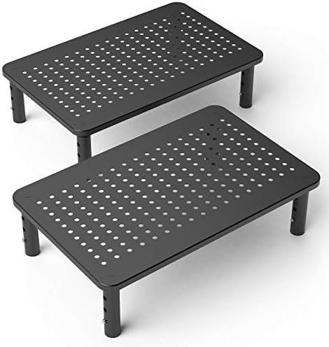 2-Pack Premium Laptop PC Monitor Stand with Sturdy, Stable Black Metal