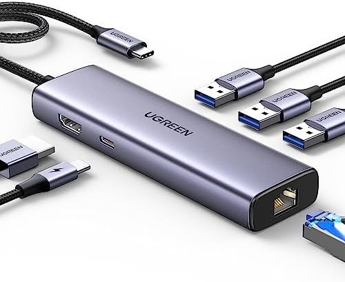 UGREEN Revodok 6-in-1 USB C Hub Gigabit USB C to Ethernet Adapter with 4K HDMI