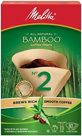 Melitta 625100 Bamboo Coffee Filters, Bamboo No 2, 80-Count Boxes, Green