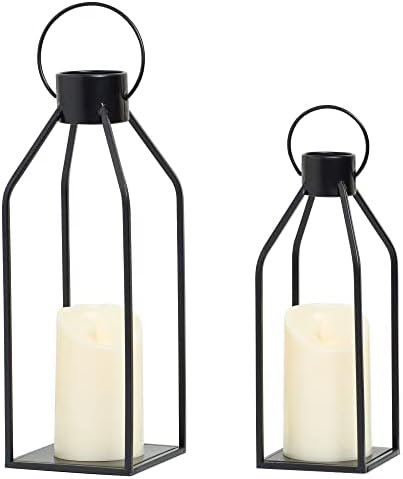 41YeI3JrXzL._AC_.jpg HPC Decor Modern Farmhouse Lantern Decor- Black Metal Candle Lanterns Living - Image 1