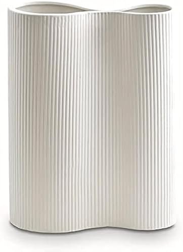 Luxe Infinity White Vase, 9” White Ceramic Vase, Modern Flower Vases