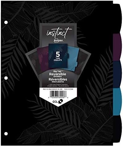 41fkaW2YQGL._AC_.jpg Avery Big Tab Reversible Paper Dividers, 5 Tabs, Instinct - Image 1