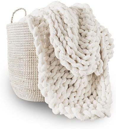 41kvJth3OXL._AC_.jpg Adyrescia Chunky Knit Blanket Throw | 100% Hand Knit with Jumbo Chenille Yarn - Image 1