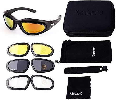 kemimoto Polarized Motorcycle Glasses, Riding Goggles with 4 Lens Kit for Outdoor