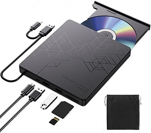ORIGBELIE External DVD Drive, CD Drive USB 3.0 Typle C CD/DVD ROM +/-RW Adapter