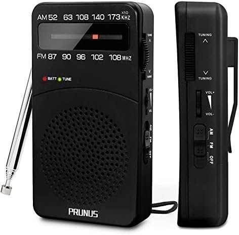 PRUNUS J-166 Portable Radio AM FM, Battery Operated with Tuning Light, Back