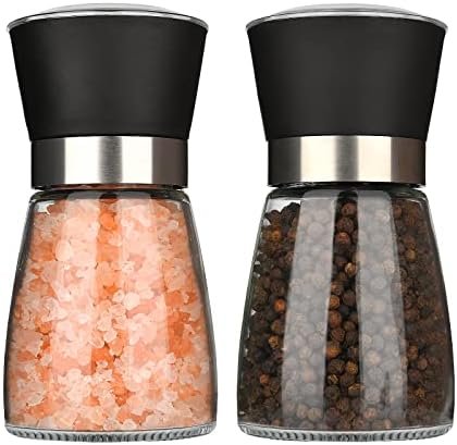 Hotder Pepper Grinder,Salt and Pepper Grinder Set of 2 Glass Bottles