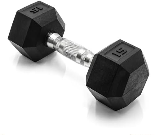 CAP 15 LB Coated Hex Dumbbell Weight, New Edition