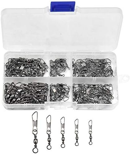 510NVRFnZrL._AC_.jpg Doryum 100PCS Fish Fishing Barrel Swivel with Safety Snap Interlock Snaps High Strength - Image 1