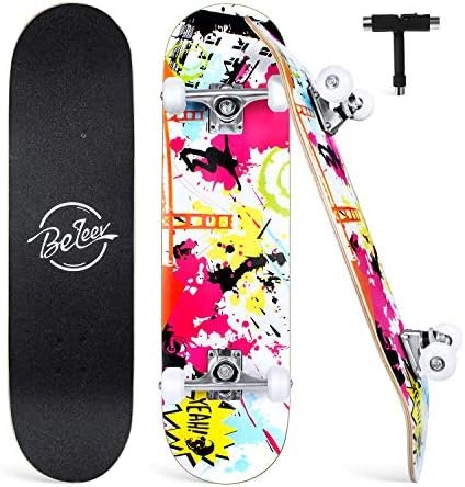 515rqIrmwIL._AC_.jpg BELEEV Skateboards, 31 x 8 inch Complete Skateboard for Beginners, 7 Layer Canadian Maple - Image 1