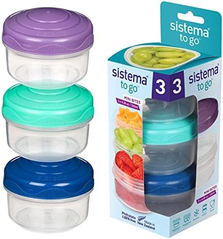 Sistema to Go Collection Mini Bites Small Food Storage Containers, 4.39 oz./130