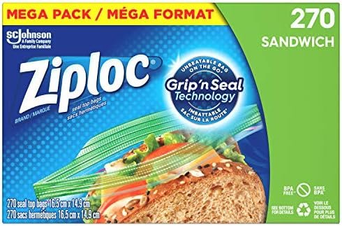 Ziploc Snack and Sandwich Bags for On-the-Go Freshness, Grip 'n Seal Technology