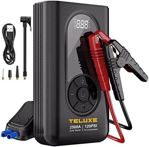 TELUXE Jump Starter with Air Compressor, 2500A 120PSI Car Battery Jump Starter