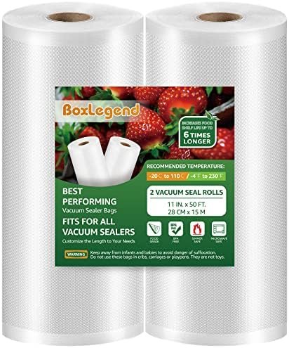 BoxLegend Vacuum Sealer Bags 11''x50' (2 Pack), Food Saver Bags Rolls, Sac Sous