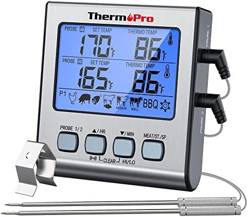 ThermoPro TP17 Digital Meat Thermometer with Dual Temperature Probe Large