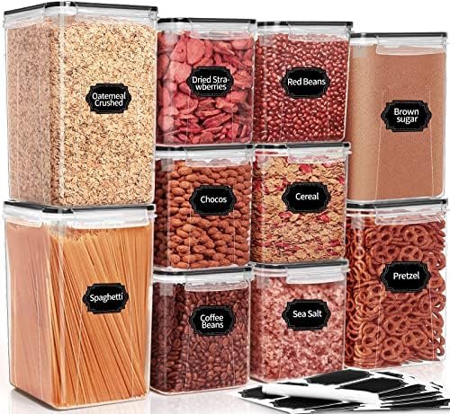 61SENLphKL._AC_.jpg PRAKI Large Airtight Food Storage Containers, 10PCS BPA Free Plastic Cereal - Image 1