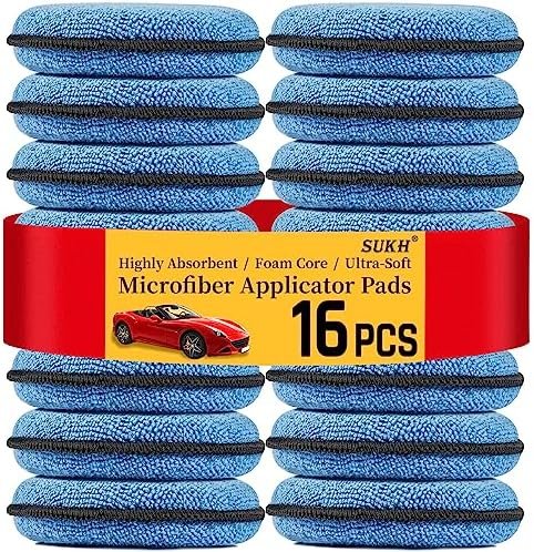 Sukh 16 Pack Microfiber Foam Car Wax Applicator Pad - Foam Applicator Pads