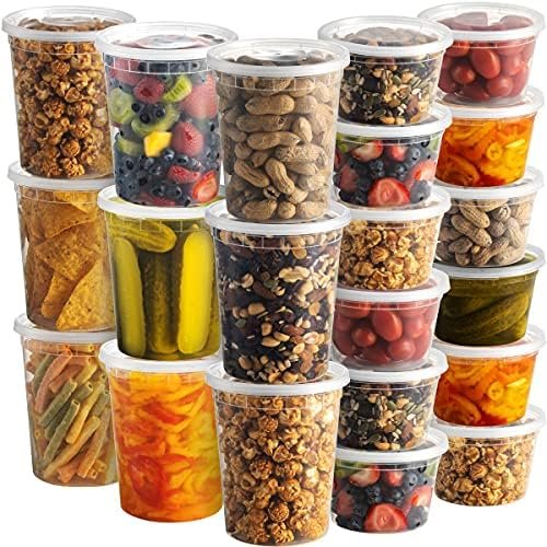 Deli Food Containers with Lids - (48 Sets) 24-32 Oz Quart Size & 24-16 Oz Pint