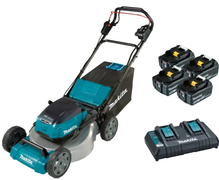 Makita DLM536PT4X 36V (18Vx2) 534mm (21") 5.0Ah Cordless Brushless Self-Propelled Lawn Mower Kit