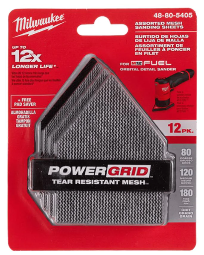 Milwaukee 48805405 13 Pack 80-180 Grit Pentagon Assorted H&L Net Sandpaper for M12FDSS0
