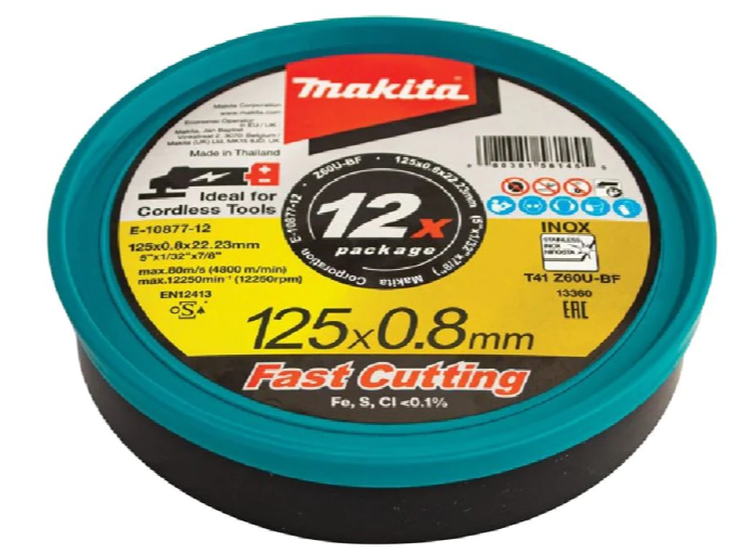 Makita E-10877-12 12 Pack 125mm x 0.8mm x 22mm Elite Inox Cutting Disc