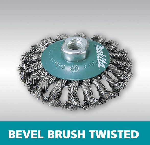 Makita D-55407 100mm x M14 Bevel Twisted Wire Wheel Brush