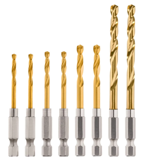 Milwaukee 48894868 8 Pack SHOCKWAVE Red Helix Titanium Drill Bit Rivet Size Set