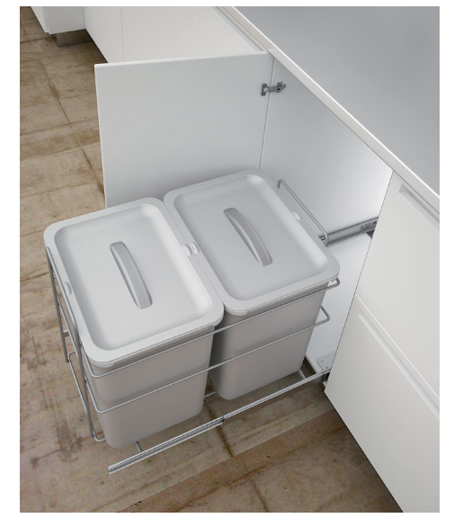 Hafele 400mm Pull Out Waste Bins 2 x 16L